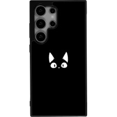 Coque Samsung Galaxy S24 Ultra - Silicone rigide noir Funny cat on black