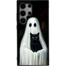 Coque Samsung Galaxy S24 Ultra - Silicone rigide noir Halloween 2025 Ghost with black cat