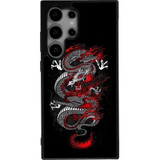 Coque Samsung Galaxy S24 Ultra - Silicone rigide noir Japanese style Dragon Tattoo Red Black