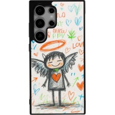 Coque Samsung Galaxy S24 Ultra - Silicone rigide noir Little Angel Sketch Love