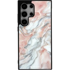 Coque Samsung Galaxy S24 Ultra - Silicone rigide noir Marbre Rose Lumineux