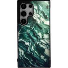 Coque Samsung Galaxy S24 Ultra - Silicone rigide noir Marbre vert majestueux