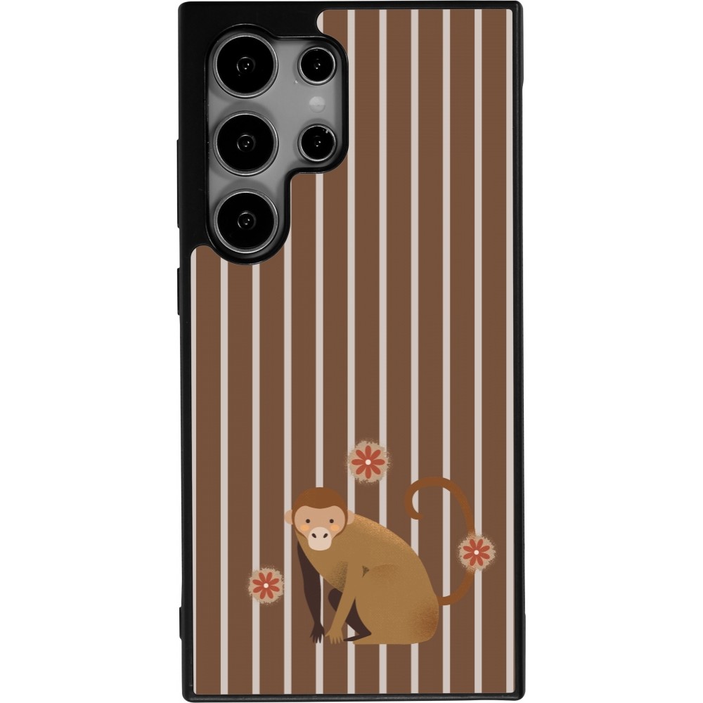 Samsung Galaxy S24 Ultra Case Hülle - Silikon schwarz Monkey with stripes