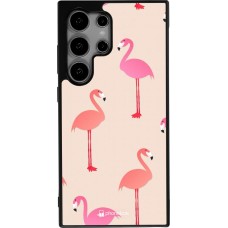 Coque Samsung Galaxy S24 Ultra - Silicone rigide noir Pink Flamingos Pattern