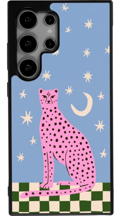 Samsung Galaxy S24 Ultra Case Hülle - Silikon schwarz Pink leopard with stars 2026