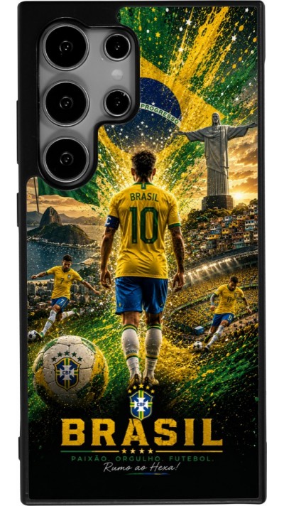 Coque Samsung Galaxy S24 Ultra - Silicone rigide noir Football Brésil splash 2026