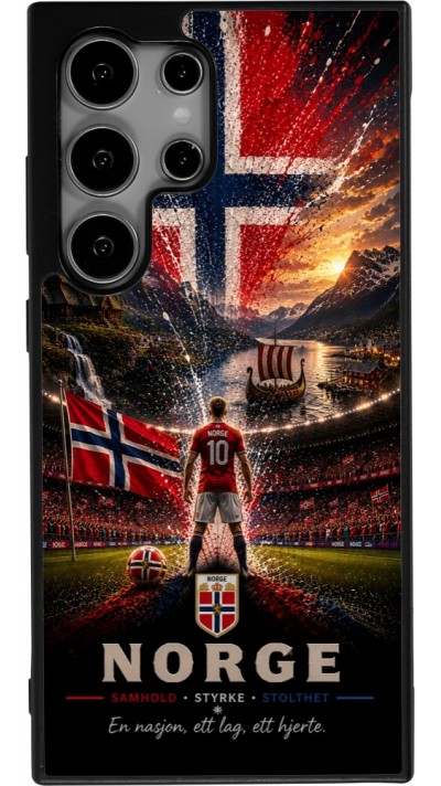 Coque Samsung Galaxy S24 Ultra - Silicone rigide noir Football Norvège splash 2026
