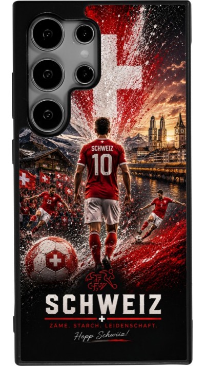 Coque Samsung Galaxy S24 Ultra - Silicone rigide noir Football Schweiz splash 2026