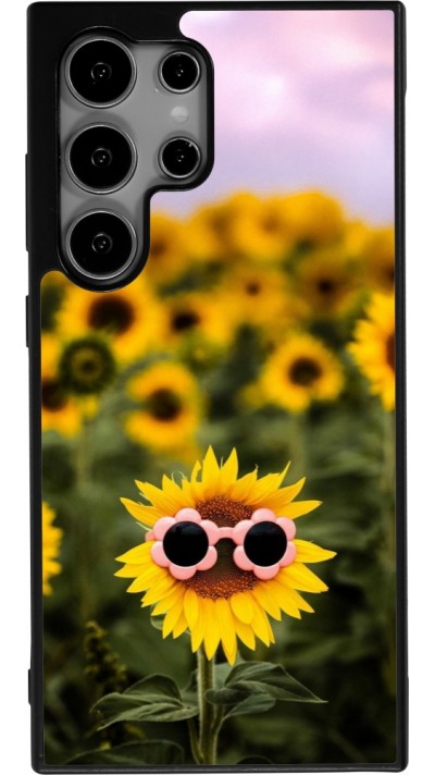 Samsung Galaxy S24 Ultra Case Hülle - Silikon schwarz Sunflower with glasses 2026