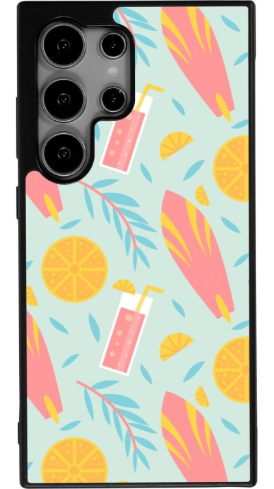 Samsung Galaxy S24 Ultra Case Hülle - Silikon schwarz Summer 2025 Pattern citron