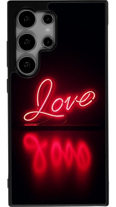 Coque Samsung Galaxy S24 Ultra - Silicone rigide noir Valentine 2025 Neon Love