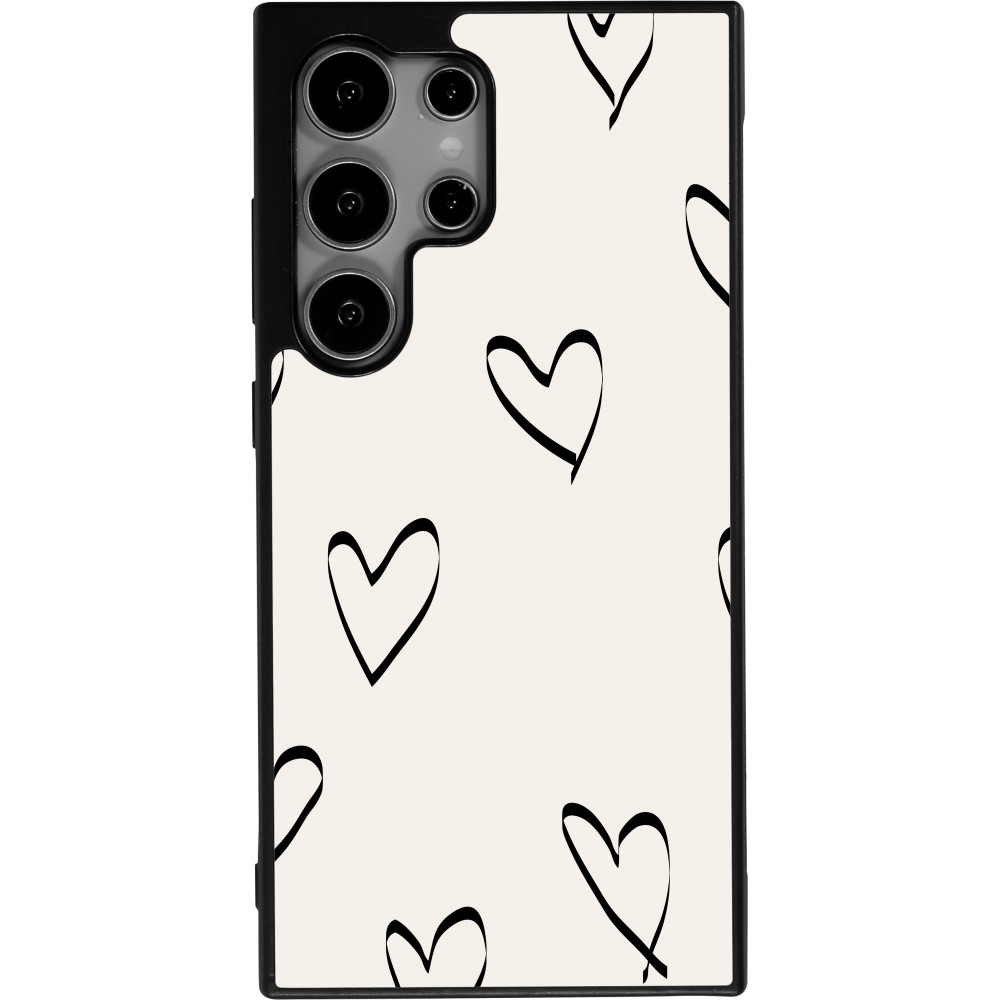 Samsung Galaxy S24 Ultra Case Hülle - Silikon schwarz Valentine 2023 minimalist hearts