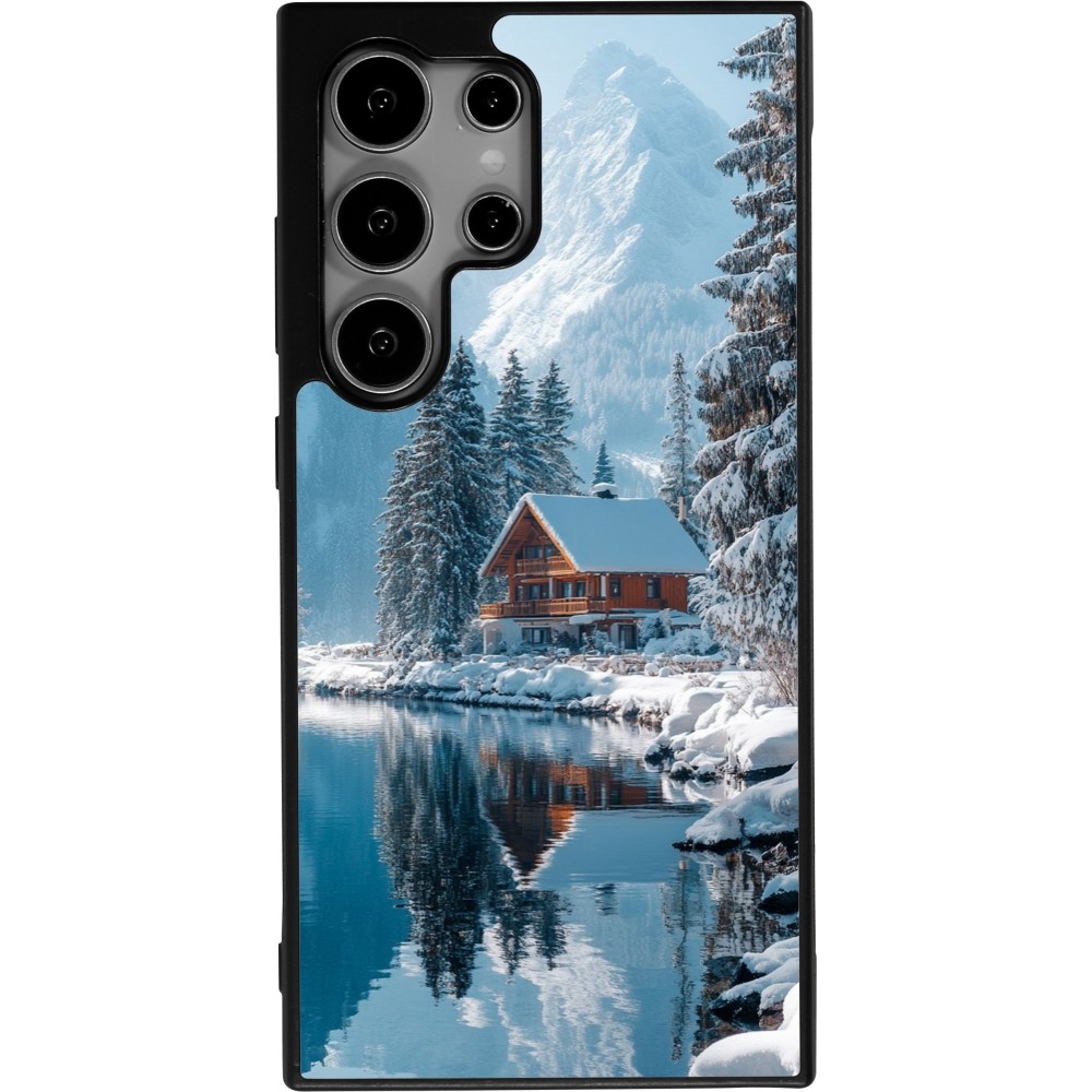 Samsung Galaxy S24 Ultra Case Hülle - Silikon schwarz Winter 25 Winter house forest day