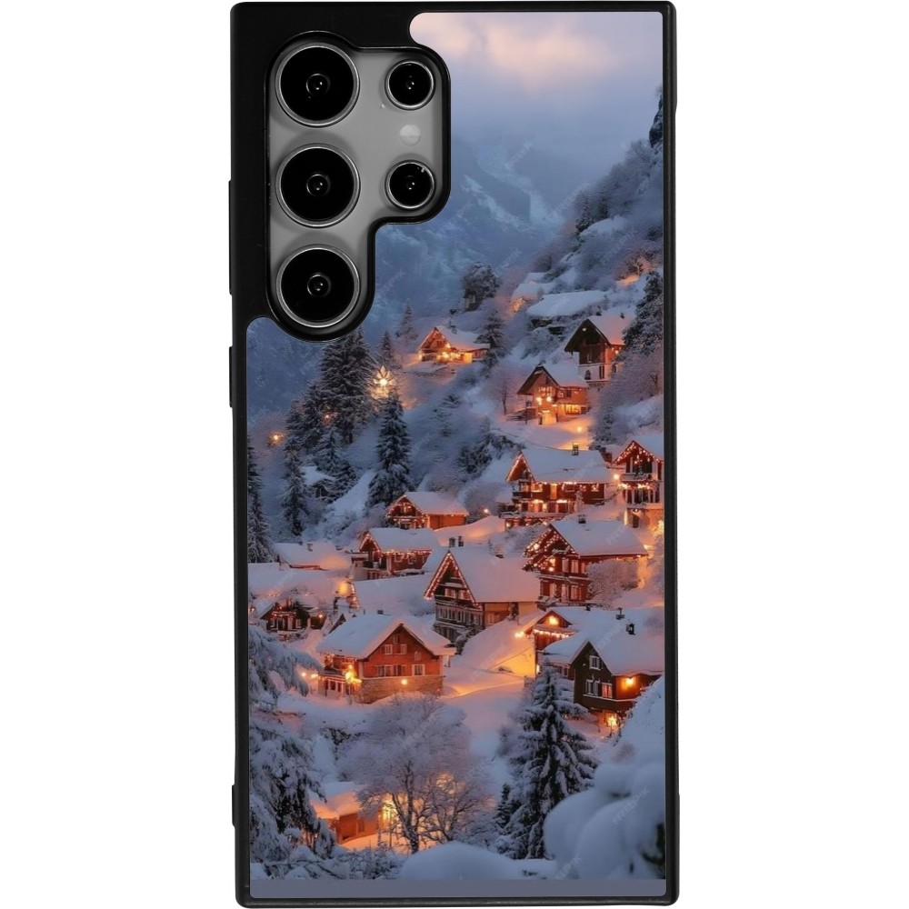 Samsung Galaxy S24 Ultra Case Hülle - Silikon schwarz Winter 25 Winter snowy village
