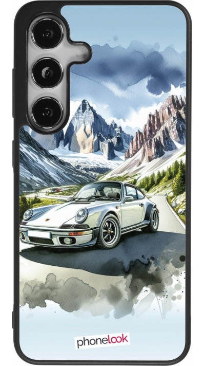 Samsung Galaxy S25 Case Hülle - Silikon schwarz Porsche 911 Berg Aquarell