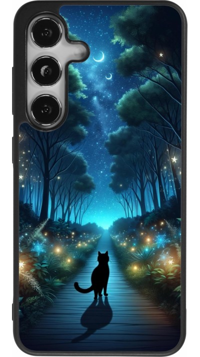 Samsung Galaxy S25 Case Hülle - Silikon schwarz Schwarze Katze Spaziergang