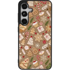 Samsung Galaxy S25 Case Hülle - Silikon schwarz Christmas 25 Pattern Ginger Cookie