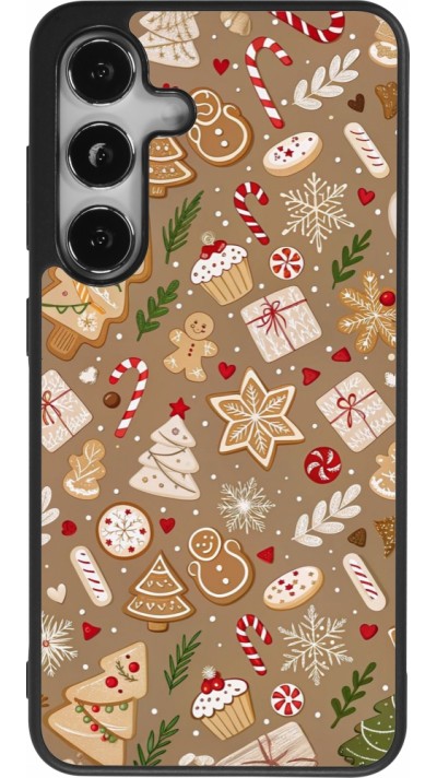 Samsung Galaxy S25 Case Hülle - Silikon schwarz Christmas 25 Pattern Ginger Cookie