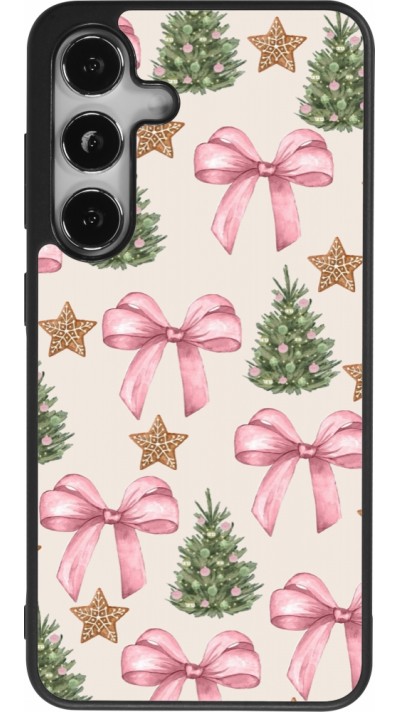 Samsung Galaxy S25 Case Hülle - Silikon schwarz Christmas 25 Vintage Ribbons