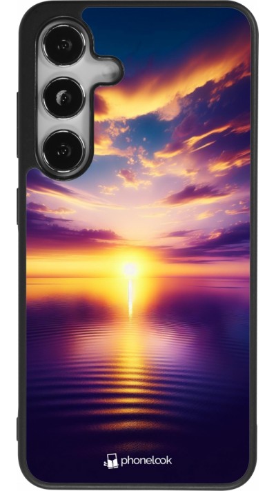 Samsung Galaxy S25 Case Hülle - Silikon schwarz Sonnenuntergang gelb violett