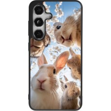 Samsung Galaxy S25 Case Hülle - Silikon schwarz Easter 2026 Rabbits