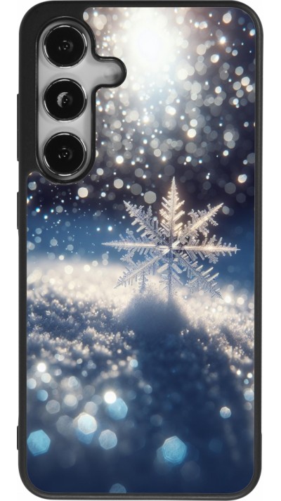 Samsung Galaxy S25 Case Hülle - Silikon schwarz Schneeflocke Solar Glanz