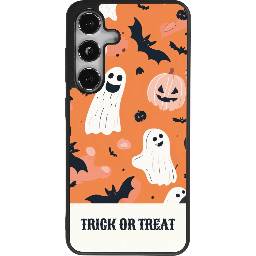 Samsung Galaxy S25 Case Hülle - Silikon schwarz Halloween 2025 Trick treat