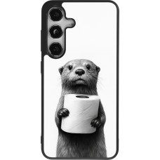 Samsung Galaxy S25 Case Hülle - Silikon schwarz Otter Toilettenpapier