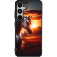 Samsung Galaxy S25 Case Hülle - Silikon schwarz Majestätischer Sonnenuntergang Pferd
