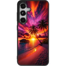 Samsung Galaxy S25 Case Hülle - Silikon schwarz Malediven Abenddämmerung Glückseligkeit
