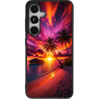 Samsung Galaxy S25 Case Hülle - Silikon schwarz Malediven Abenddämmerung Glückseligkeit
