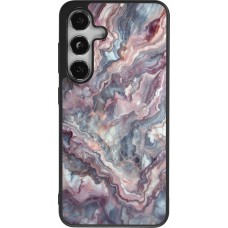 Samsung Galaxy S25 Case Hülle - Silikon schwarz Violetter silberner Marmor