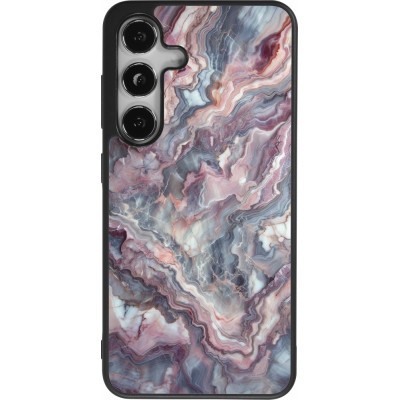 Samsung Galaxy S25 Case Hülle - Silikon schwarz Violetter silberner Marmor