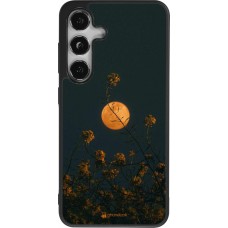 Samsung Galaxy S25 Case Hülle - Silikon schwarz Moon Flowers