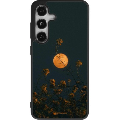 Samsung Galaxy S25 Case Hülle - Silikon schwarz Moon Flowers
