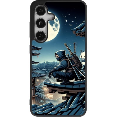 Samsung Galaxy S25 Case Hülle - Silikon schwarz Ninja unter dem Mond