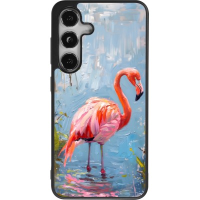 Samsung Galaxy S25 Case Hülle - Silikon schwarz Paint Flamingo