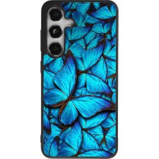 Samsung Galaxy S25 Case Hülle - Silikon schwarz Papillon bleu