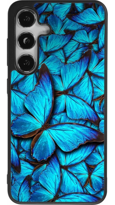 Samsung Galaxy S25 Case Hülle - Silikon schwarz Papillon bleu