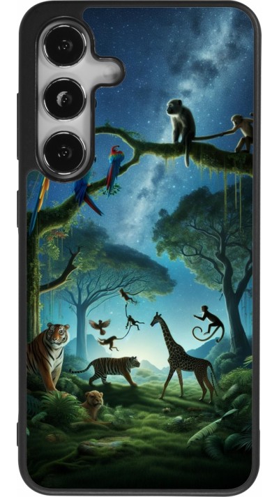 Samsung Galaxy S25 Case Hülle - Silikon schwarz Paradies der exotischen Tiere