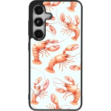 Samsung Galaxy S25 Case Hülle - Silikon schwarz Muster von pastellfarbenen Hummern