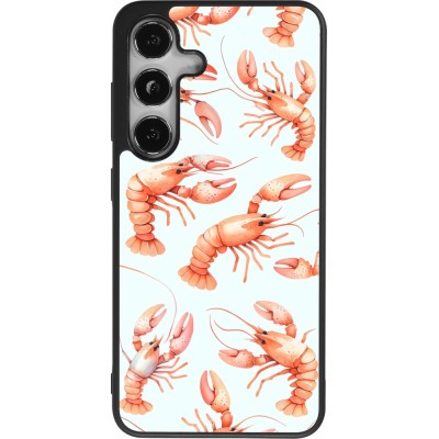 Samsung Galaxy S25 Case Hülle - Silikon schwarz Muster von pastellfarbenen Hummern