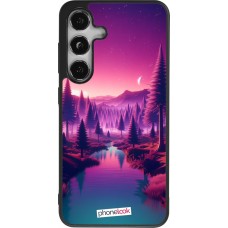 Samsung Galaxy S25 Case Hülle - Silikon schwarz Lila-rosa Landschaft