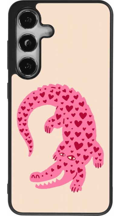 Samsung Galaxy S25 Case Hülle - Silikon schwarz Pink crocodile 2026
