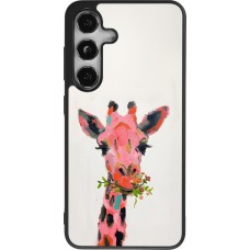 Samsung Galaxy S25 Case Hülle - Silikon schwarz Pink Girafe Paint