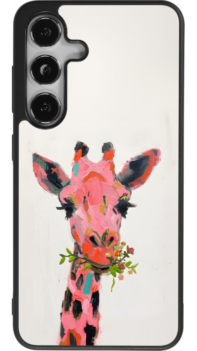 Samsung Galaxy S25 Case Hülle - Silikon schwarz Pink Girafe Paint