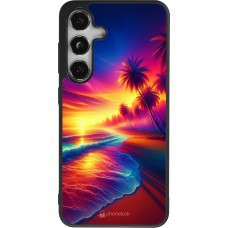 Samsung Galaxy S25 Case Hülle - Silikon schwarz Strand Sonnenuntergang auffällig