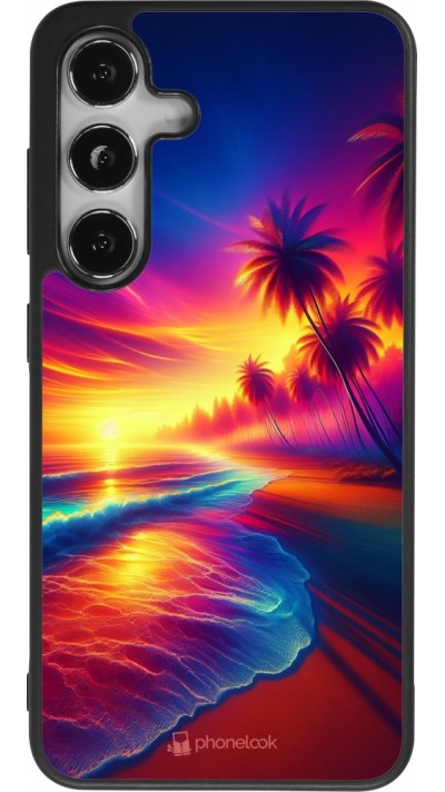 Samsung Galaxy S25 Case Hülle - Silikon schwarz Strand Sonnenuntergang auffällig