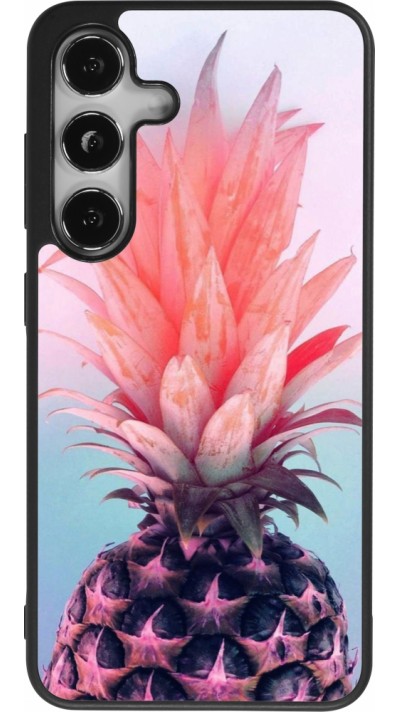 Samsung Galaxy S25 Case Hülle - Silikon schwarz Purple Pink Pineapple