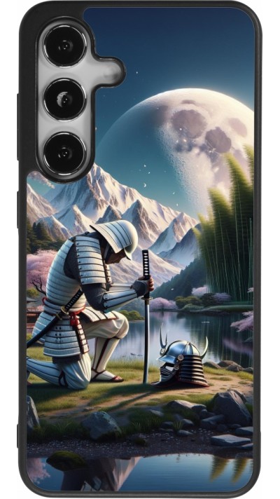 Samsung Galaxy S25 Case Hülle - Silikon schwarz Samurai Katana Mond